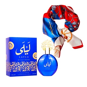 Set cadou Azenora cu Apa de Parfum Gulf Orchid Layla, Femei, 100 ml si esarfa