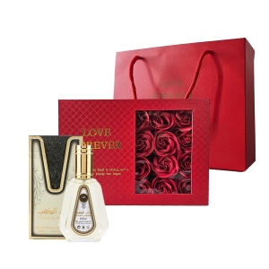Set cadou Charmet, Apa de Parfum Ard al Zaafaran Turab Al Dhahab 50 ml si Cutie cu trandafiri