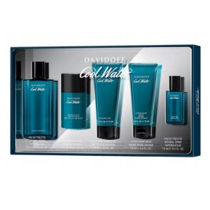 Set Cadou Davidoff Cool Water, Barbati Apa de Toaleta, 125 ml + 15 ml, Gel de Dus 75 ml, After Shave Balsam, 75 ml si Stick 75ml