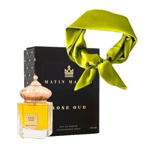 Set cadou Irelia cu Apa de Parfum Matin Martin Rose Oud, Unisex, 100 ml si esarfa