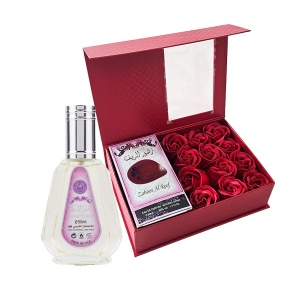 Set cadou Luxeo Apa de Parfum cu Ard al Zaafaran Zahoor al Reef, si Cutie cu trandafiri