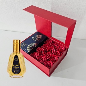 Set cadou Mirevo Apa de Parfum Ard al Zaafaran Al Dirgham Limited Edition, 50 ml si Cutie cu trandafiri