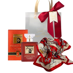 Set cadou Paris Corner Pendora Scents, Charuto Mysterious Tobacco, Apa de Parfum, Unisex, 100 ml + esarfa satinata