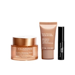 Set Clarins Extra-Firming – Crema de Zi Antirid 50 ml + Crema Gat & Decolteu 15 ml + Mascara