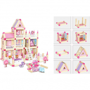 Set de constructie din lemn Assembling Princess House, 298 piese