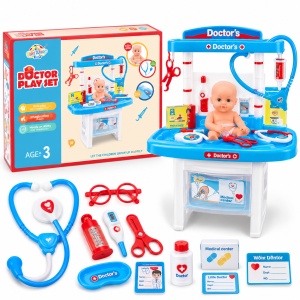 Set de joaca Doctor cu stand, bebelus si 12 accesorii medicale, 3+ ani - Img 2