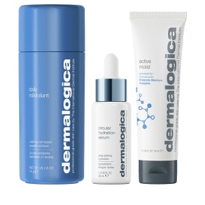 Set Dermalogica Smooth + Hydrate, Pudra exfolianta Daily Milkfoliant, 74 g + Crema hidratanta Active Moist cu prebiotice, 50 ml + Ser cu acid hialuronic Circular Hydration, 30 ml