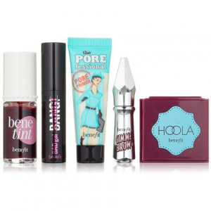 Set, Flyin Hits, Benefit, Blush lichid Benetint, Primer The POREfessional, Bronzer Hoola, Rimel BADgal BANG, Gel defixare sprancene Gimme Brow