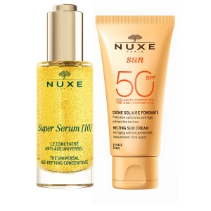 Set Nuxe – Super Serum [10] anti-age 30 ml si crema de fata cu protectie solara SPF 50, 50 ml