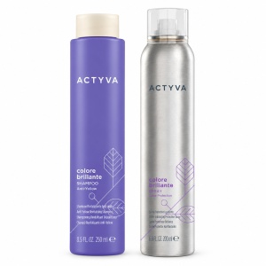 Set pentru par vopsit Kemon Actyva Colore Brillante, Sampon 250 ml + Spray 200 ml