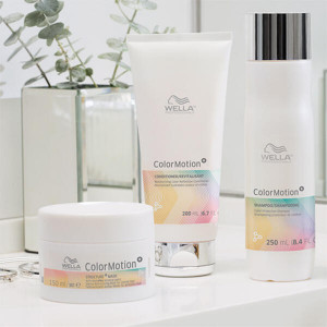 Set pentru par vopsit Wella Professionals ColorMotion, Sampon 250 ml + Balsam 200 ml + Masca 150 ml