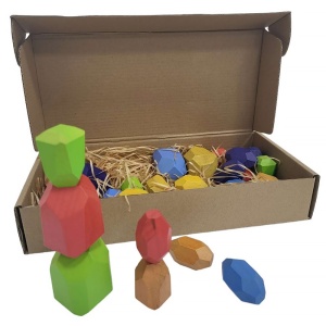 Set Pietre Colorate Din Lemn, Montessori, pentru stivuit, 30 buc