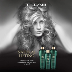 Set T-LAB Professional Natural Lifting Ritual Sampon, 300 ml, Tratament par, 300 ml, Tonic par, 150 ml