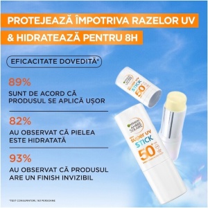 Stick Ambre Solaire cu protecție solară foarte ridicată SPF 50+, Garnier,  9 ml