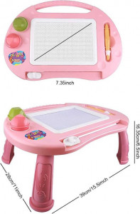 Tabla magnetica cu picioare, de desenat si scris, cu creion si 2 forme- roz - Img 2
