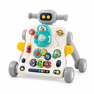 Antepremergator interactiv multifunctional 3 in 1 cu centru de activitati, muzica si viteza reglabila, alb-gri, 12 luni+