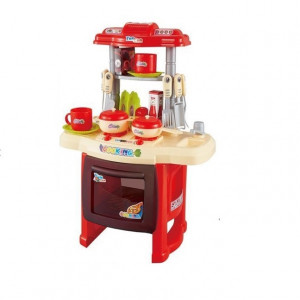 Bucatarie pentru copii Cool Cooking cu accesorii, lumini si sunete, rosie