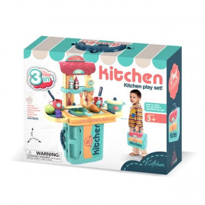 Bucatarie Troller de Jucarie 3 in 1 Little Chefs cu accesorii, verde - Img 2