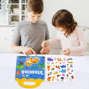 Carte Puzzle cu 34 stickere reutilizabile, Animale