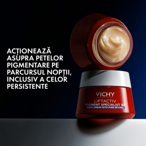 Crema de noapte antirid, antipete pigmentare cu retinol pur si niacinamida Liftactiv B3, 50 ml, Vichy