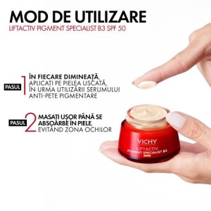 Crema de zi antirid cu niacinamida si SPF 50 Liftactiv B3, 50 ml, Vichy