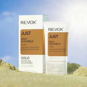 Crema de zi Revox Just Daily sun shield uva+uvb filters SPF50 + hyaluronic acid, 30 ml - Img 3