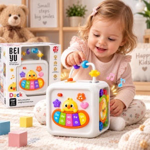 Cub de activitati pentru copii Duck, cu lumini si muzica, pian, roti si jocuri interactive, 18 luni+ - Img 2