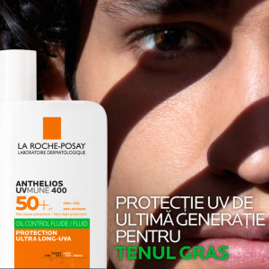 Fluid cu protectie solara SPF 50+ pentru fata La Roche-Posay Anthelios UVmune 400 Oil Control, SPF 50+, 50 ml - Img 3