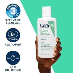 Gel de curatare spumant cu ceramide si niacinamida Travel Size, 88 ml, CeraVe