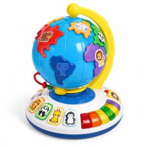 Glob educativ interactiv pentru copii, cu animale, continente si clape colorate, 28,5 cm