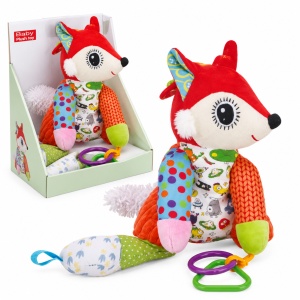 Jucarie senzoriala din plus Vulpita, cu texturi si inele colorate, multicolora, 6 luni+ - Img 3