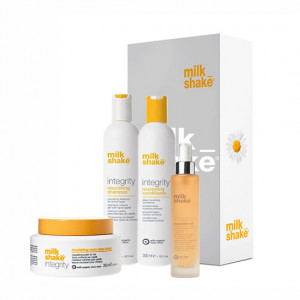 Kit pentru hidratare si reparare Milk Shake Integrity Sampon 300 ml + Balsam 300 ml + Tratament 200 ml + Ulei 50 ml - Img 1