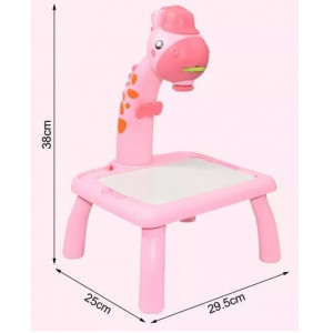 Masuta pentru desen cu proiector si accesorii, roz, dimensiuni