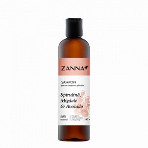 Sampon cresterea parului cu Spirulina, Migdale si Avocado, 250ml Zanna