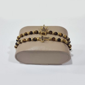 Set 2 bratari Harmonia din otel inoxidabil si zirconiu, Unisex, gold