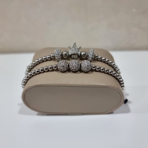 Set 2 bratari Royal din otel inoxidabil si zirconiu, Unisex, silver - Img 4