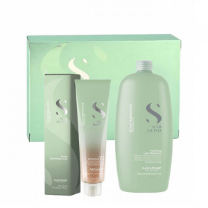 Set anti-matreata Alfaparf Milano Scalp Rebalance Sampon Purifying 1000 ml + Exfoliant 150 ml - Img 1