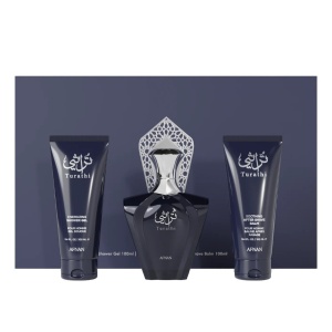 Set cadou Afnan Turathi Blue, Barbati, Apa de Parfum, 90 ml, Aftershave 100 ml + Gel de dus, 100 ml
