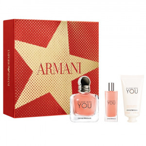 Set Armani Apa de Parfum In Love With You, Apa de parfum 100 ml, Apa de parfum 15 ml, Crema maini 50 ml