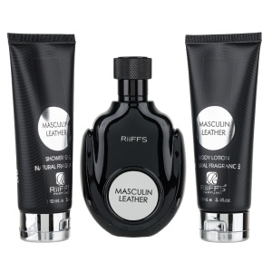Set cadou Leather Riiffs, Barbati, Apa de Parfum 100ml + Gel De Dus 100ml + Lotiune de corp 100ml