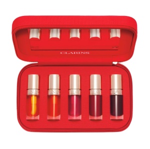 Set Clarins Lip Comfort Oil Collection – 5 Uleiuri Hidratante pentru Buze + Pouch Cosmetic