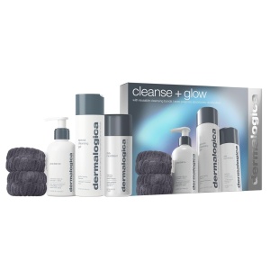 Set curatare si iluminare Dermalogica Cleanse + Glow: Gel de curatare Special Cleansing, 250 ml + Ulei Precleanse pentru eliminarea impuritatilor, 150 ml + Pudra exfolianta Daily Microfoliant, 74 g