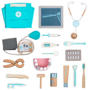 Set de joc Educativ de Rol pentru Copii - Trusa de Doctor din Lemn, Accesorii pentru Invatare si Simulare