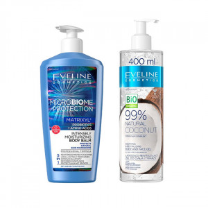 Eveline Cosmetics Lotiune de corp Microbioame Protection Matrixyl, Gel pentru fata si corp Eveline Cosmetics BioOrganic Coconut