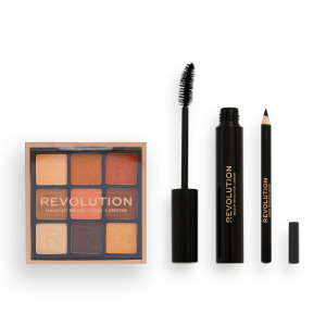 Set Makeup Revolution Into The Bronze Eye, Paleta de fard de pleoape Ultimate Desire 9x0,9 g + Rimel negru de volum și alungire 8 g + Eyeliner Kajal negru 1 g - Img 2