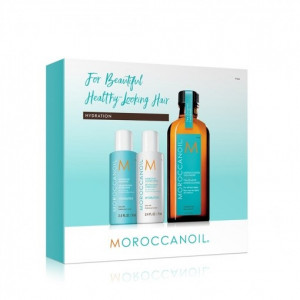 Set Moroccanoil Back To Basic Hydration: Sampon 70 ml, Balsam 70 ml, Tratament 100 ml