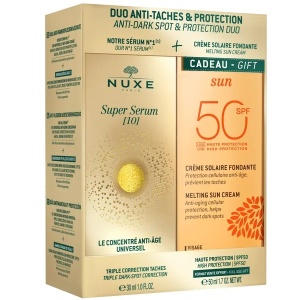 Set Nuxe – Super Serum [10] anti-age 30 ml si crema de fata cu protectie solara SPF 50, 50 ml