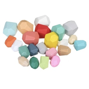 Set Pietre Colorate Din Lemn, Montessori, pentru stivuit, 