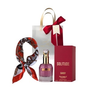 Set Solitude Candy Pendora Scents, Apa de Parfum, Femei, 80 ml + Esarfa satinata + Punga cadou