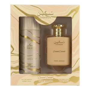 Set Taskeen Caramel Cascade Paris Corner, Apa de Parfum, Unisex, 100 ml + Deodorant Spray, 200ml